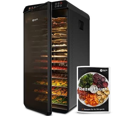 Balter Dörrautomat Edelstahl mit 2 Phasen Trocknung & 12 Etagen, 1100 W, 70L Volumen, 12000 cm² Dörrfläche, BPA-frei, 35–75 °C, Timer bis 72 Std, Dörrgerät, Dehydrator, Obsttrockner