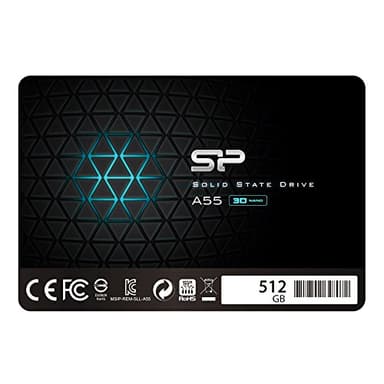 Silicon Power SSD 512GB 3D NAND A55 SLC Cache Performance Boost 2,5 Zoll SATA III 7mm (0,28") Interne SSD, Festkörper-Laufwerk