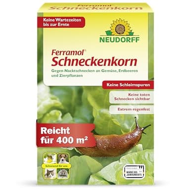 Neudorff Ferramol Schneckenkorn – Zuverlässiger und schneller Schneckenschutz - Extrem Regenfest. Keine toten Schnecken sichtbar, keine Schleimspuren. Schonende Rezeptur, 2 kg