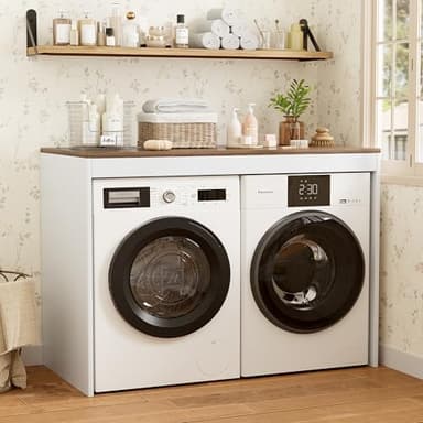 Waschmaschinenschrank für Trockner und Waschmaschine Waschmaschinenüberbau mit Großer Arbeitsplatte Schrank über der Waschmaschine und trockner Überbauschrank Waschmaschinen und Trockner 60x128x97CM