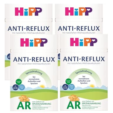 HiPP Anti-Reflux Spezialnahrung (4 x 600g) - von Geburt an, besonders sämig, zum Diätmanagement bei vermehrtem Spucken und Aufstoßen im Säuglingsalter