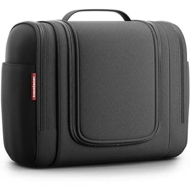 Travelaner® Kulturbeutel Design 2026, 3-in-1 Kulturtasche zum Aufhängen mit 7 Liter Stauraum für Damen und Herren, Kosmetiktasche für Reise, Große Waschtasche, Waschbeutel, Schwarz