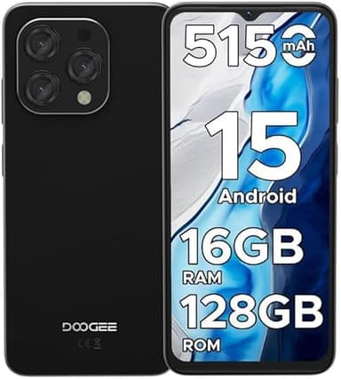 DOOGEE N55 Android 15 Smartphone Ohne Vertrag 128GB ROM +16GB RAM(2TB TF) Handy Ohne Vertrag, Octa Core 90Hz 6.56" HD+ Smartphone Günstig 5150mAh 13MP+8MP, Dual 4G Simlockfreie Handys, Face ID/GPS/OTG