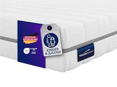Traumnacht Kinder- und Jugendmatratze - Orthopädische 7-Zonen Kaltschaummatratze mit atmungsaktivem Funktionsbezug, Öko-Tex zertifiziert, 90 x 200 cm, Höhe 13 cm, allergikerfreundlich