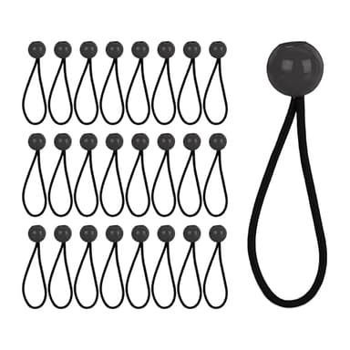 Relaxdays Spanngummis mit Kugel, 25er Set, Planen Spanner 22 cm, Befestigung, Gummispanner, Zelt & Trampolin, schwarz