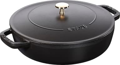 STAUB Gusseisen Chistera Bräter, Alle Herdarten inkl Induktion, Rund, 28 cm, 3,7 L, Made in France, Schwarz