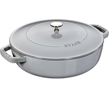 STAUB Gusseisen Chistera Bräter, Alle Herdarten inkl Induktion, Rund, 28 cm, 3,7 L, Made in France, Graphit-Grau, Graphitgrau