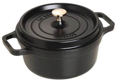 STAUB Cocotte, Gusseisen Bräter, Alle Herdarten inkl Induktion, Rund, 22 cm, 2,6 L, Schwarz
