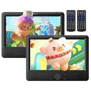Yoton 10,5-Zoll DVD Players Auto 2, Tragbarer DVD-Player fürs Kinder, unterstützt USB-/SD-Kartenwiedergabe, mit Kopfstützenhalterung, 5 Stunden Akkulaufzeit