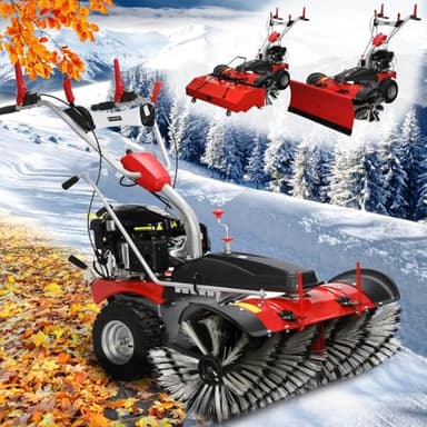 BRAST Kehrmaschine Benzin | Laubsammler Schneeschieber | XXL Premium | 4,8kW(6,5PS) - 5,14kW(7PS) | viele Modelle | 80-100cm Arbeitsbreite | Elektrostart | Schneeketten | 3in1 Gerät