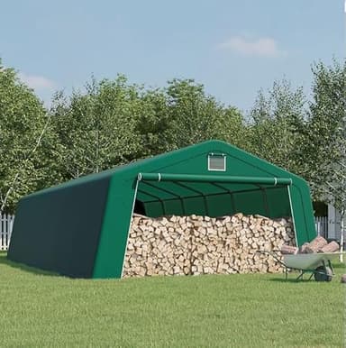 Magna One 3,6 x 9,8 m Weidezelt Carport Zeltgarage Weideunterstand Gerätezelt mit PE-Plane 260g/m², wasserdichtes Zelt mit Stahlgestänge, grün