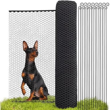 SELFmania Hundezaun 25m lang 120cm hoch SCHWARZ [TESTSIEGER] inkl. 21x Stäbe & 25x Erdanker | Begrenzungszaun Robust & Mobil | Flexibler Zaun für Hunde | Sorgloser Hundeauslauf im Garten & Camping