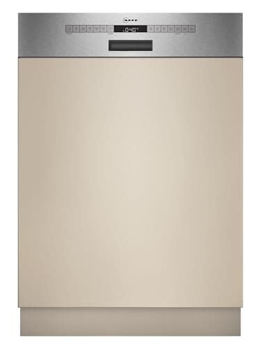 NEFF S145ECS15E, N 50, Smarter Geschirrspüler Teilintegriert 60 cm, Spülmaschine Made in Germany, Besteckschublade, sehr leise, Open Dry, starke Reinigung mit Chef 70°C, Smart Start, Gebürsteter Stahl