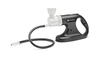 HENDI Räucherpistole, Räucherbox, 3 Geschwindigkeiten, mit Ersatzmaschen, USB-Ladegerät und Pinzette, Lebensmittel, Käse, Getränke, Cocktail, 215x70x(H)160mm