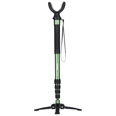 Rollei G-333 Schießstock mit U-Yoke-Gabel, 178cm Einbeinstativ Gewehrauflage mit Schaumstoffgriff Drehbarer Zielstock Jagd mit Abnehmbare Tri-Feet & Spikes für Outdoor-Aktivitäten