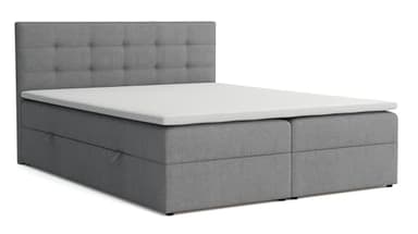 VENASI MÖBEL Jessa Boxspringbett mit Bettkästen H2/H3 Matratze und Topper (Grau, 160 x 200 cm)