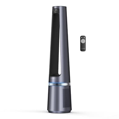 Rowenta rotorloser 2 in1 Luftreinigungsventilator Eclipse QU5030 | Luftreiniger und Ventilator | Feinpartikel | 12 Geschwindigkeiten | Timer | verzögerte Startfunktion | Fernbedienung | Anthrazit