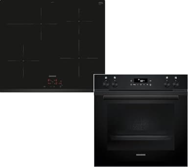 Siemens PQ212IAAB, iQ300 Einbau-Herd-Set, Bestehend aus HE271ABB4 Herd, 60 x 60 cm, Pyrolyse Selbstreinigung und Backautomatik, EI631CFB1E Induktionskochfeld, Bräterzone, Timer, Rahmenlos