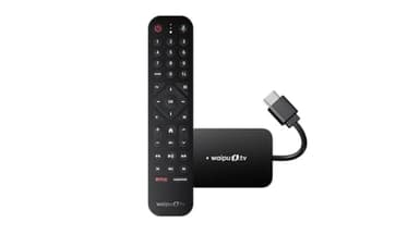 waipu.tv Stick (2. Generation) | Inkl. Fernbedienung mit Beleuchtung | Fernsehen über WLAN | LAN | HDMI | 4K | HDR10+ | Dolby Atmos | Voucher für 3 Monate 300 TV-Sender & 40.000 Filme & Serien