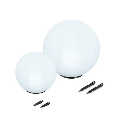 Esotec Solarkugeln Basic, Multicolor, 2er Set, 7 Leuchtfarben, Farbwechsel, 20+30cm, Akku, Solarmodul, Leuchtkugelset, LED Gartenkugeln, Solarlampen für außen, Winterfest, wetterfest, 102613