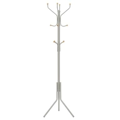 SONGMICS Garderobenständer aus Metall, stabiler Kleiderständer, Garderobe, für Kleidung, Taschen und Hüte, Höhe 182 cm, mit 12 Haken, cappuccinobeige RCR019K01