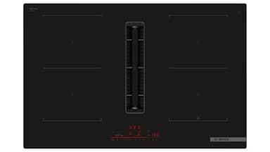 Bosch PVQ811H26E, Serie 6, Smartes Induktionskochfeld mit Dunstabzug 80 cm, Rahmenlos aufliegend, PerfectFry Plus Bratsensor, AutoOn-Funktion, Combi Zone, Einfache Bedienung mit DirectSelect