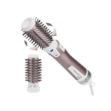 Rowenta Brush Activ Premium Care rotierende Warmluftbürste, Naturborsten für glänzendes Haar, Kaschmir-Keratin-Beschichtung, 2 Bürstenaufsätze 40mm und 50mm, 3 Stufen, Föhnbürste, weiß, CF9540