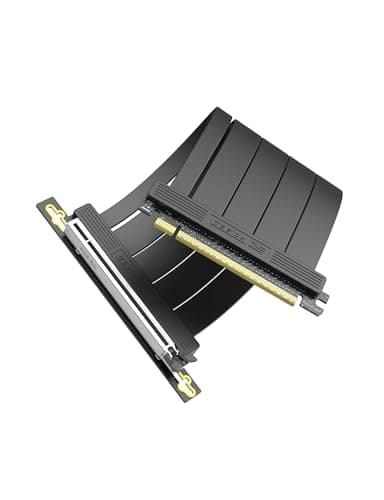 EZDIY-FAB PCIe 5.0 X16 Riser-Kabel,128 GB/s Bandbreite,für RTX 50/RTX 40,RX 9000/RX 7000 GPUs,PCIe-Erweiterungskarte, abwärtskompatibel mit 4.0/3.0,Vertikale GPU-Montage,90-Grad-Winkel–20 cm,Schwarz