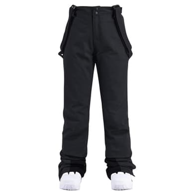 HOTIAN Damen Skihose Hosenträgerhose Snowboardhose Damen Winter Warm Wasserdicht Winddicht Abnehmbare Skilanglaufhose Thermohose Wanderhose Black M