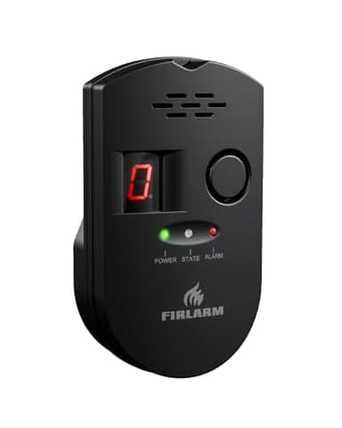 Firlarm Gasmelder, Plug-in Gaswarner mit LED Digitalanzeige und 85dB Alarm, Portable Methan Propan Butan Gaslecksuchgerät, LPG Erdgas Sensor Monitor für Haus, Küche, Wohnmobil, Garage, Schwarz