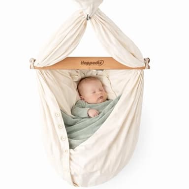 Hoppediz Baby Federwiege, Komplett-Set mit Matratze und Deckenbefestigung