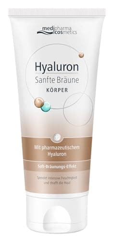 HYALURON SANFTE BRÄUNE KÖRPERPFLEGE 200ml, für einen gleichmäßigen Soft-Bräunungs-Effekt ohne Streifenbildung, für ein angenehmes Hautgefühl, mit angenehmem Duft, zieht schnell ein und fettet nicht.
