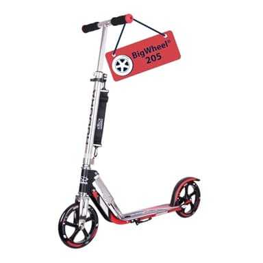 HUDORA 14724 BigWheel 205-Das Original mit RX Pro Technologie-Tret-Roller klappbar-City-Scooter, schwarz/rot