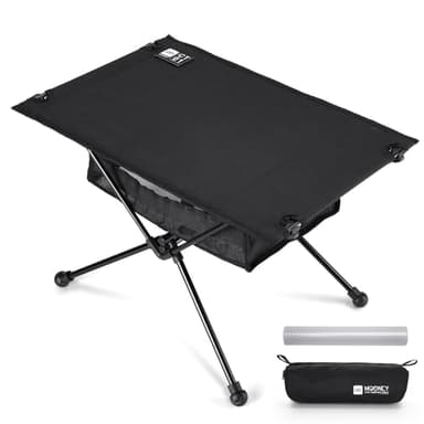 MOONCY Campingtisch Klappbar, Ultraleichter Klapptisch mit Ölbeständiger Matte und Netzbeutel, Tragbarer Picknicktisch bis 35 kg belastbar, ideal für Wandern, Angeln, Grillen und Strand, Schwarz