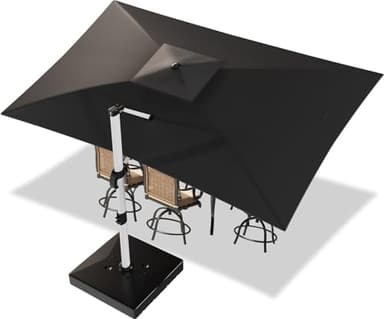 Devoko Sonnenschirm Balkon 300x400x260 cm Alu Ampelschirm mit Schirmständer, Wasserabweisend Gartenschirm mit Kurbel,Sonnenschutz UV50+,360°Rotation,Antioxidative,Grau