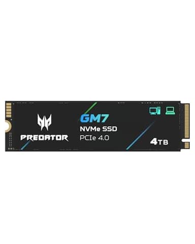 Acer Predator GM7 4TB M.2 NVMe SSD PCIe 4.0 - Lesegeschwindigkeit bis zu 7400 MB/s - Professionelle Interne Festplatte - Gaming Speicher Kompatibel mit PC, Laptop & PS5