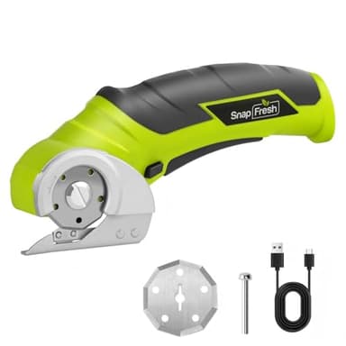 SnapFresh Kartonschneider Elektrische Schere 4V Kabellose Rollschneider Akku-Universalschneider Akkuschere - 2 Selbstschärfende Klingen - für Karton, Pappe, Teppich, Leder, Filz, Kunststoff