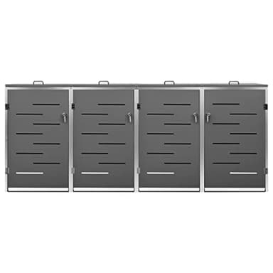 Hommdiy Müllbox, Edelstahl Mülltonnenbox, Anthrazit, 4 Tonnen, Grau