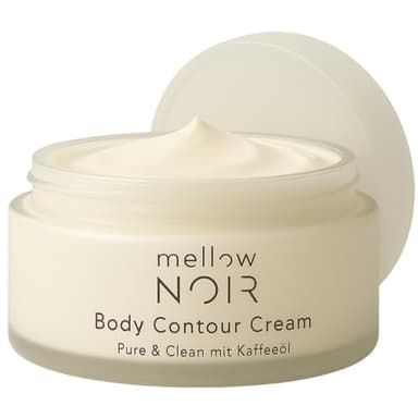 mellow NOIR Body Contour Cream 200ml – Körpercreme gegen Cellulite und Schlaffe Haut – Für feste Konturen an Bauch, Beinen und Oberarmen – zieht schnell ein ohne zu fetten – Naturkosmetik - vegan