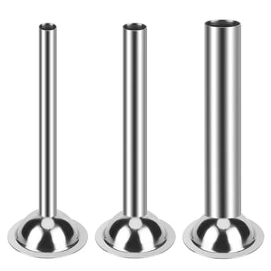 YiliYa 3 Stück Edelstahl Rohre Wurstfüller, Sausage Filler, Fleischwolf Befestigung Wurstpuffer Füllrohre Trichter Düsen Ersatzteile Füllrohre Mit Trichteraufsatz für #5 Fleischwolf(Ø 12mm/19mm/32mm)