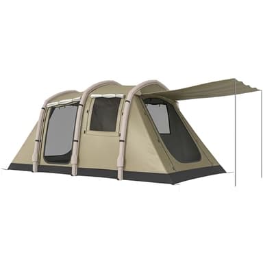 Outsunny Aufblasbares Zelt 2-4 Personen Schneller Aufbau Outdoor Zelt für Camping mit Luftpumpe Mesh Fenster fluoreszierend Heringen Vordach Bodenplane, Air Glamping Zelte aus Wasserdicht Oxford-Stoff