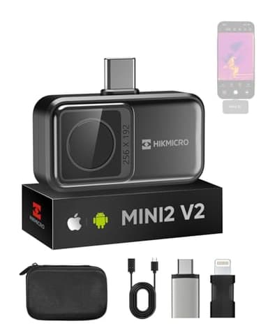 Wärmebildkamera HIKMICRO Mini2 V2, 512x384 Auflösung mit SuperIR, <40mK, 25Hz, iOS/Android, 50° Weitwinkel, Infrarot Kamera unterstützt iPhone 15/16, USB-C/Lightning-Anschluss (Adapter inklusive)