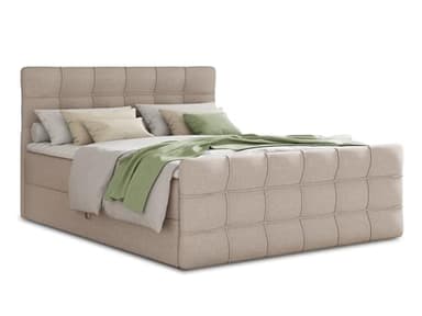 Sofnet Boxspringbett Best Lux mit Fußteil, 2 Bettkästen und Topper - Doppelbett, Bonell-Matratze, Polsterbett, Bett, Betten, Bettgestell, Schlafzimmer (Beige (Inari 22), 160 x 200 cm)