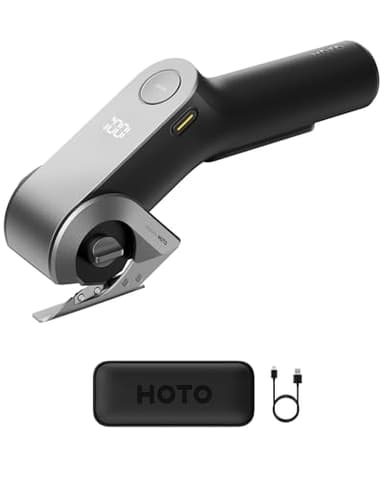 HOTO Kartonschneider Elektrisch mit Titanklinge & LED-Display, Selbstschleifend, Werkzeugloser Klingenwechsel & Sicherheitsverriegelung, EdgeFlow-Elektrische Schere für Karton, Teppich, Leder