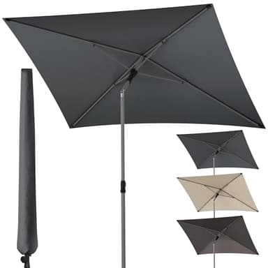 4smile Sonnenschirm Balkon 200x125 cm mit Schirmhülle, Anthrazit - UV50+ Sonnenschirm rechteckig knickbar höhenverstellbar, Sommer Schirm für Sonnenschutz Balkon als Ersatz für Ampelschirm