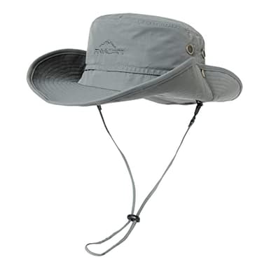 Comhats Herren Sonnenhut UV-Schutz Outdoor Fischerhut Bucket Safari Faltbarer Wanderhut Unisex Sommer Buschhut Hiking Breiter Boonie Gartenhut Wasserdicht Hellgrau M/L