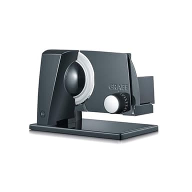 GRAEF S11002 - Elektrischer Allesschneider SKS110, Made in Germany, Edelstahl-Wellenschliffmesser Ø170 mm, Schnittstärke 0-20 mm, Energiesparmotor 170 W, Kindersicherung, Brotschneidemaschine, Schwarz