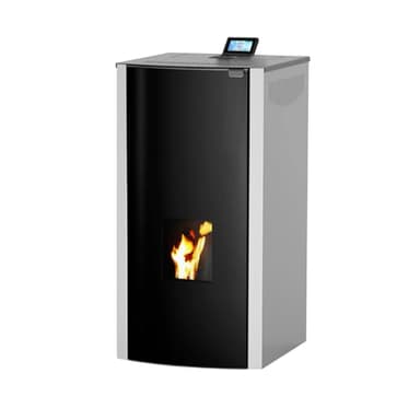 ROBIN WOOD- A++ Woody Total Glass wasserführender Pelletofen 18 kW mit Metallic Lackierung, Glastür und Wlan-Modul (24 kW)
