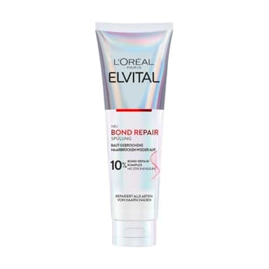 L'Oréal Paris Elvital Bond Repair Spülung, Conditioner gegen Haarschäden, Haarreparatur & Schutz, für weniger Haarbruch, mehr Geschmeidigkeit & Glanz, mit Bond-Repair-Komplex und Zitronensäure,150ml
