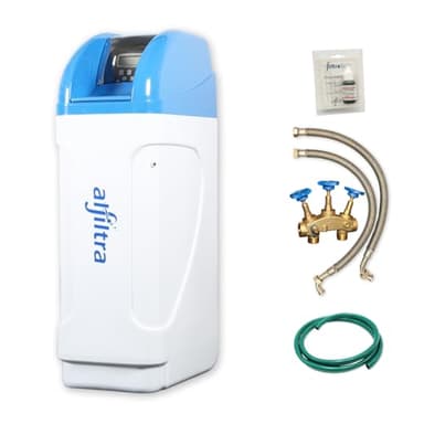 ALFILTRA Entkalkungsanlage mit Anschlussset 1" und Testset | Wasserenthärtungsanlage für Haushalte bis zu 8 Personen | Antikalkanlage Entkalker für weiches Wasser